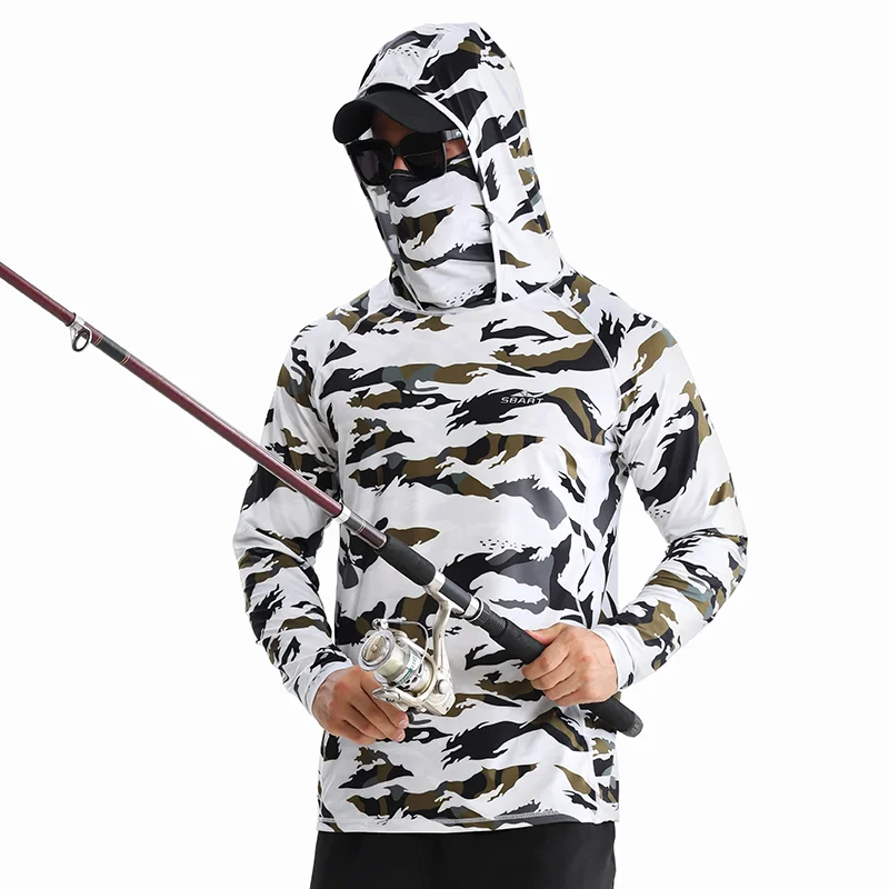 SBART Sun Protection Fishing Suit Breathable Sublimation Printing Quick Drying  Ice UPF50+UV Protection Summer Fishing Hoodie