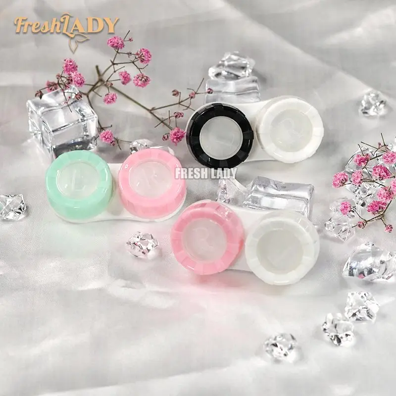 
Fresh lady Macaron wholesale colorful color eye contact lens case 