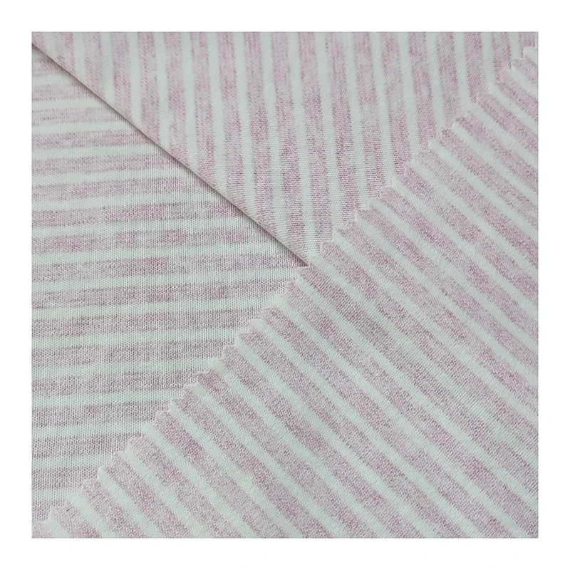 Hot selling  Y/D Stripe Interlock 100% Cotton knit  fabric Fabric Soft Dress Shirt Fabric