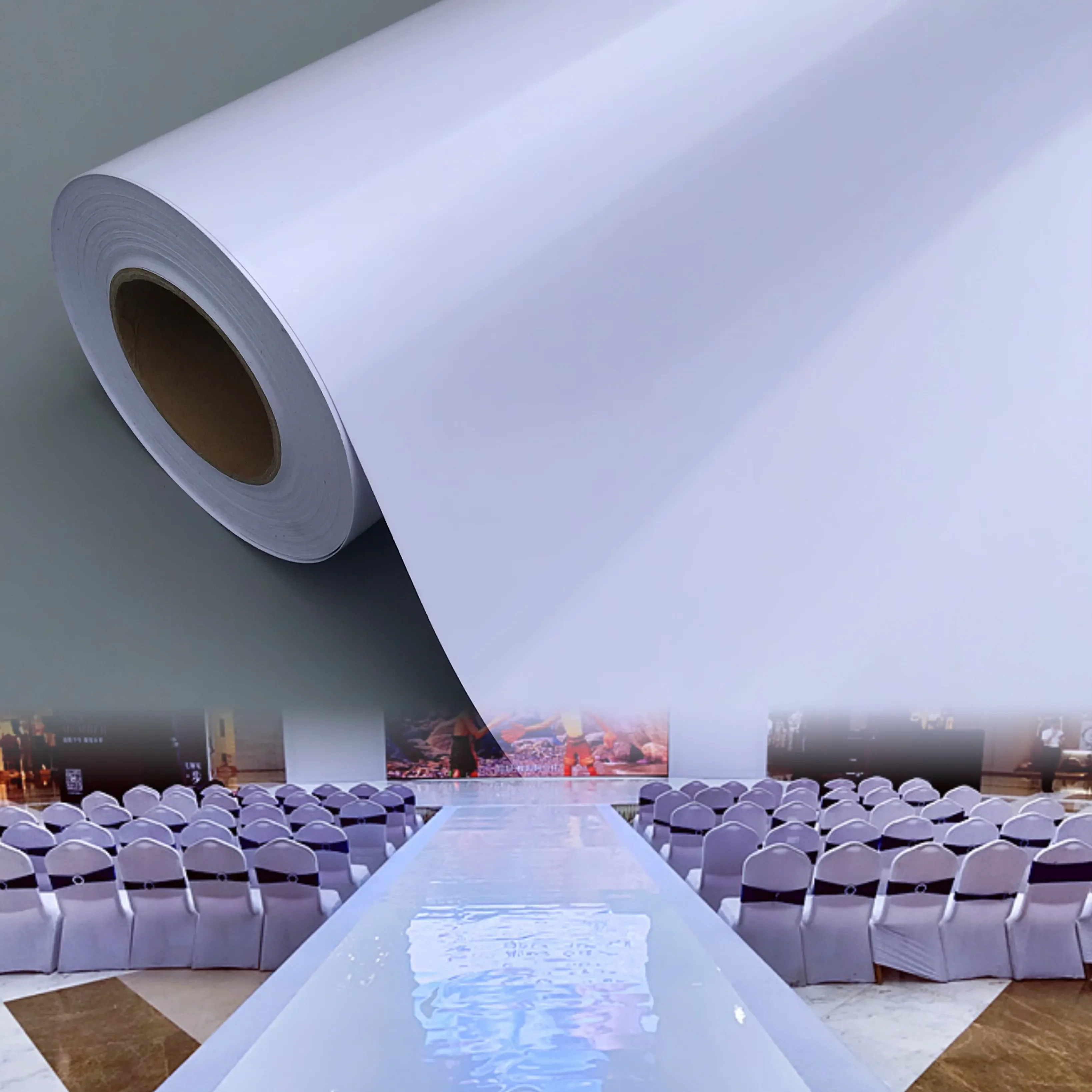 High Quality Glossy/Matt White PVC Self Adhesive Vinyl For Dance Floor Wedding Decoration Dance Flooring Rolls