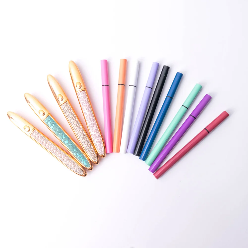 yiernuo makeup eyelash glue packaging vendor black waterproof eye liner pen oem colorful adhesive eyeliner sticker