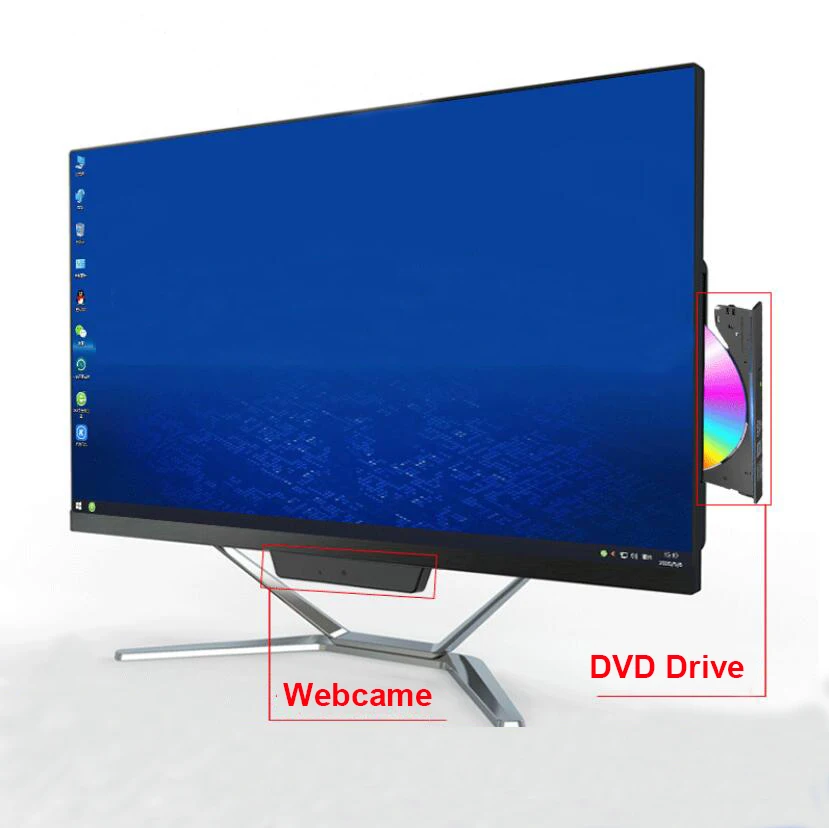 CPU Core i3/i5/i7 RAM 2/4/8GB SSD 120/240GB pc with 24 inch HD monitor all in one desktop gaming PC computer