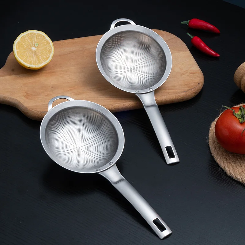 Hot Selling Food Draining Skimmer Soy Milk Flour Stainless Steel Strainer for Cooking Baking Tool Scoop Spoon Colander