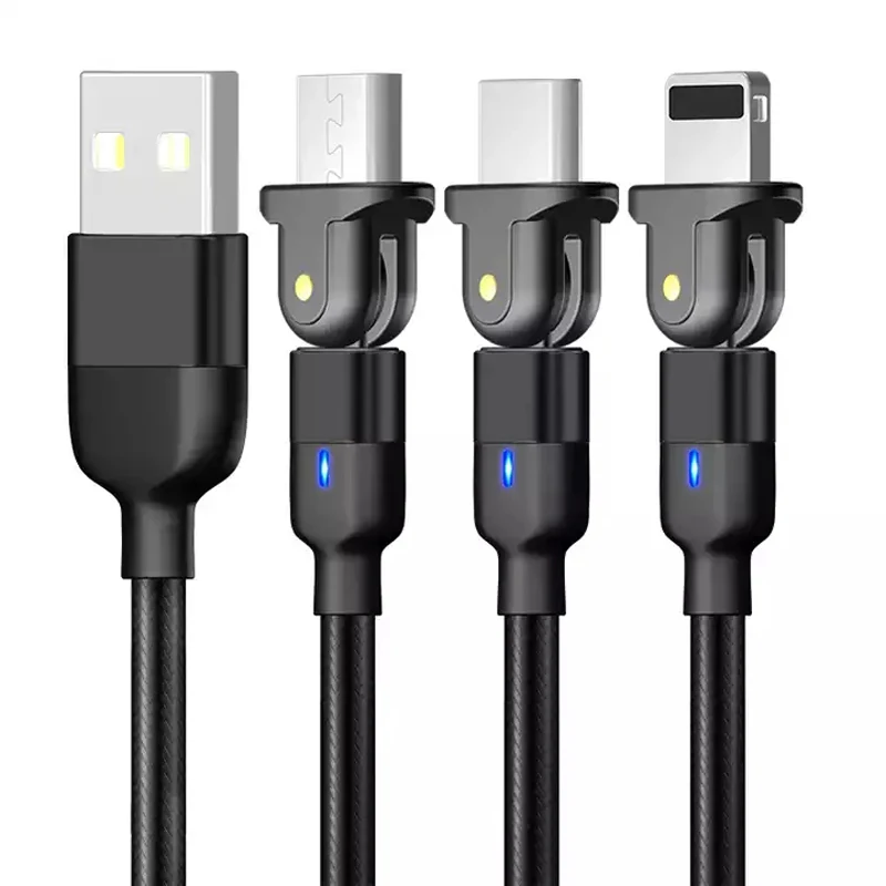 Rotatable Bend 180 Degree USB Charging Cable For iphone For Android Micro Type C