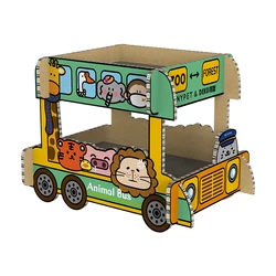 2022 TINYPET Own Design Cat Products Bus Shape Cat Scratcher Corrugated Paper Cat Scratch Post