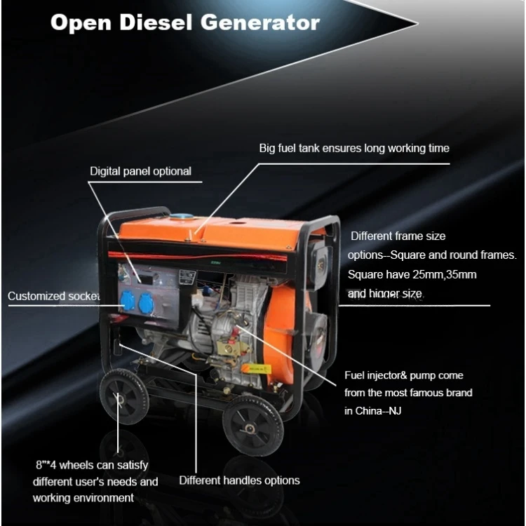TLJ 7000w Air Cooled 2kw 3kw 4kw 5kw 6kw 7kw 8kw Single Cylinder Diesel Generator