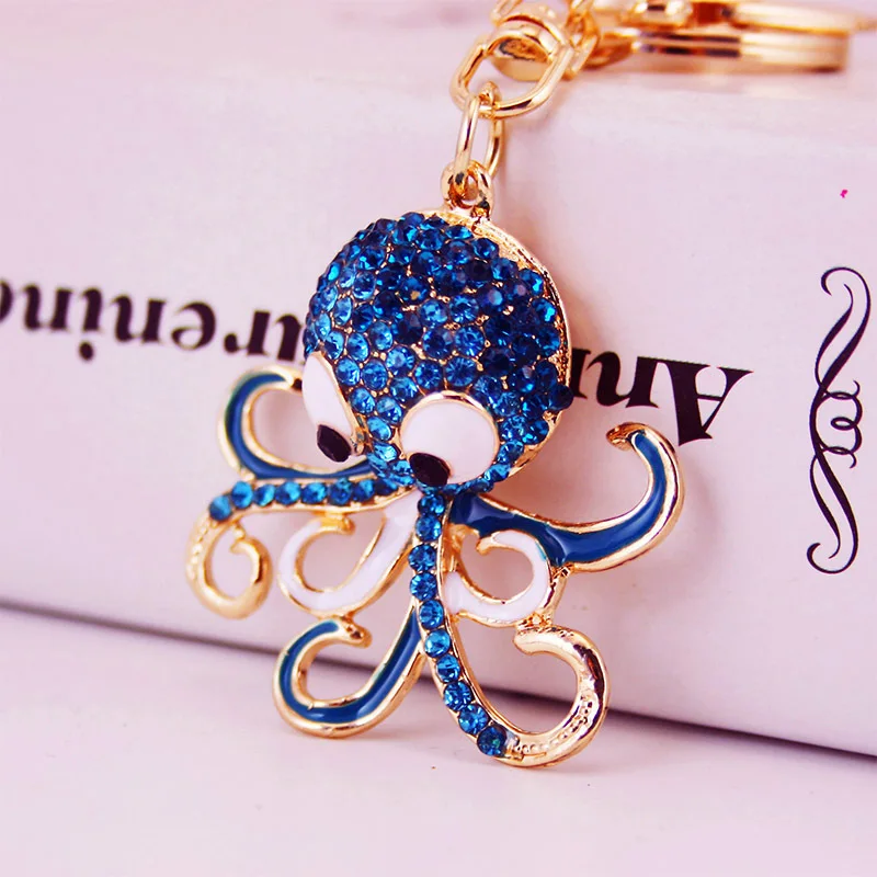 High quantity crystal material ocean  shape keychain