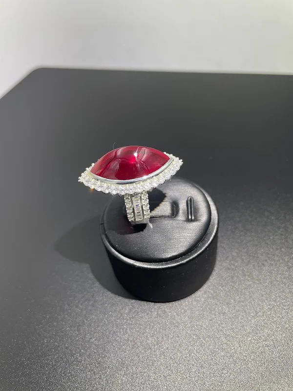 2021 new jewelry supports drop shipping Support traceability 925 Silver Horse Eye Ruby Ring