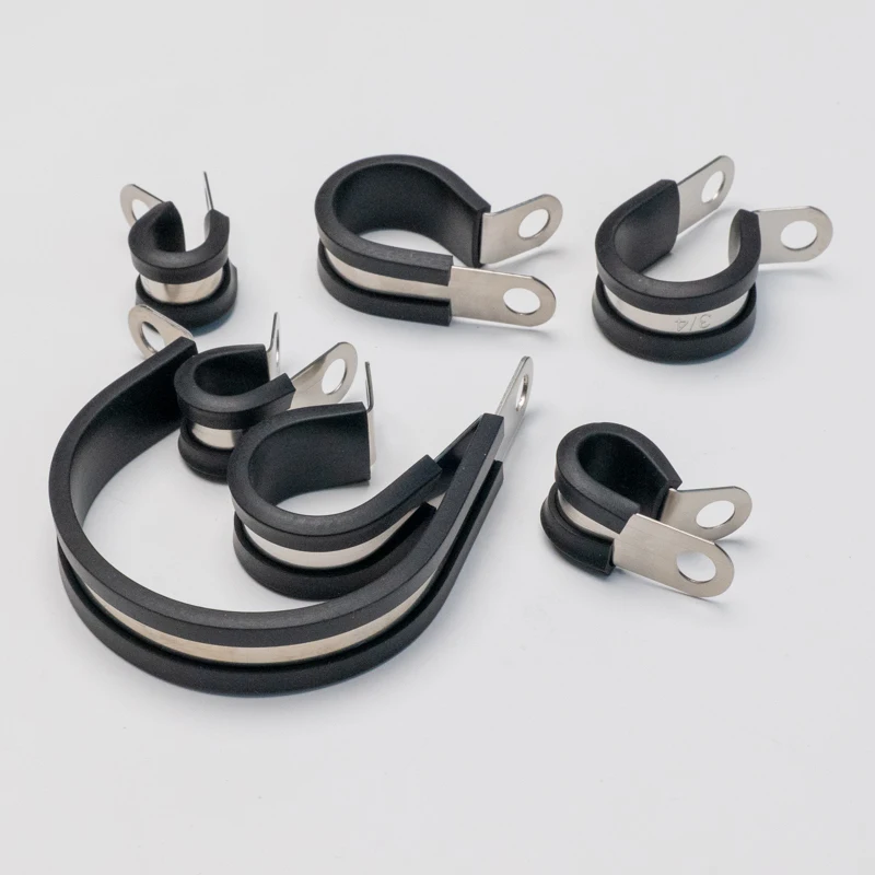 304 Stainless Steel U Type Strap Holder With Epdm Rubber Washer Cushioned Saddle Clamps For 6-200mm Tube Pipe