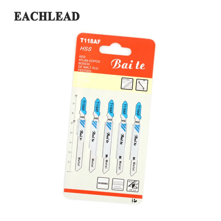 
Good Quality Customized T118AF Series HSS T-Shank Types Metals Cutting Jig Saw Blade 5pcs Set 