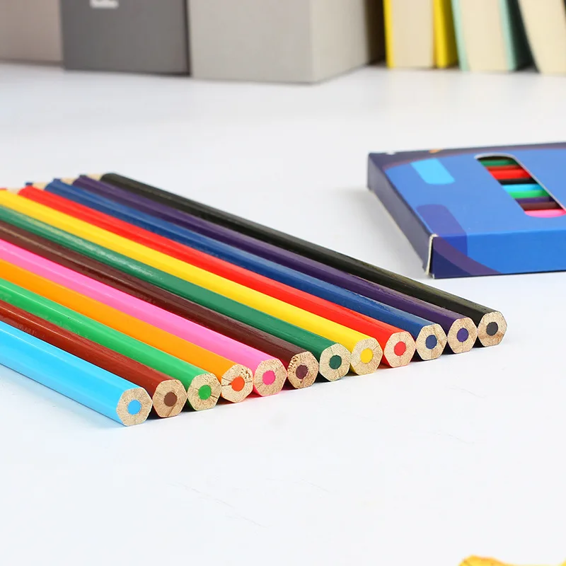 School students supply Economic 6/12 pack color pencil art artist wood pencils set kids boxes of colored pencils