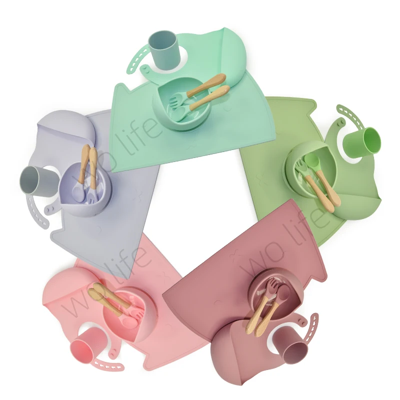 Online Wholesale Hot Selling Standard 100% Food Grade Silicone Suction Baby Dinner Bowl Feeding Set