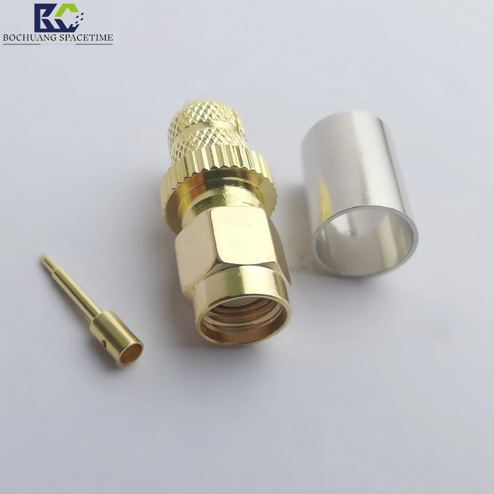 50 ohm impedance pure copper plated low attenuation communication adapter RFSMA (male) connector RFcable coaxial connectors (rf)