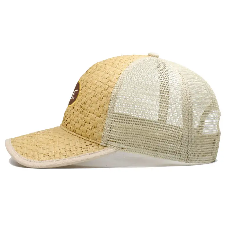 Chinese Newest Custom Nice Embroidery Design Bamboo Trucker Hat Straw Baseball Cap