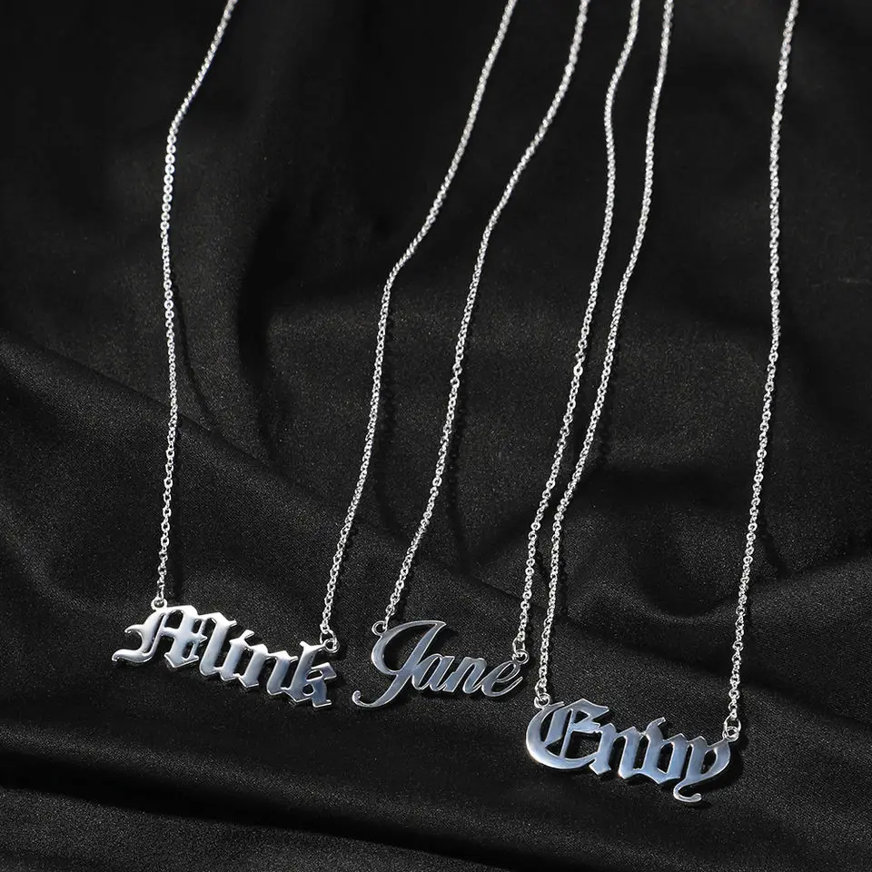 Personalized 925 Sterling Silver Necklace Custom Name Plate 16inches Hip Hop necklace Jewelry For women
