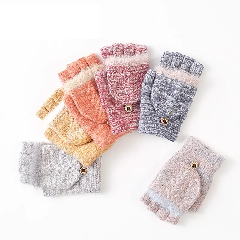 New Product Comfortable Multicolor Fall Jacquard Knit Polyester Keep Warm Girls Gloves