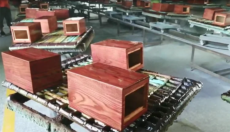 Factory custom wooden pet casket urn poplar burl inlay wood urns