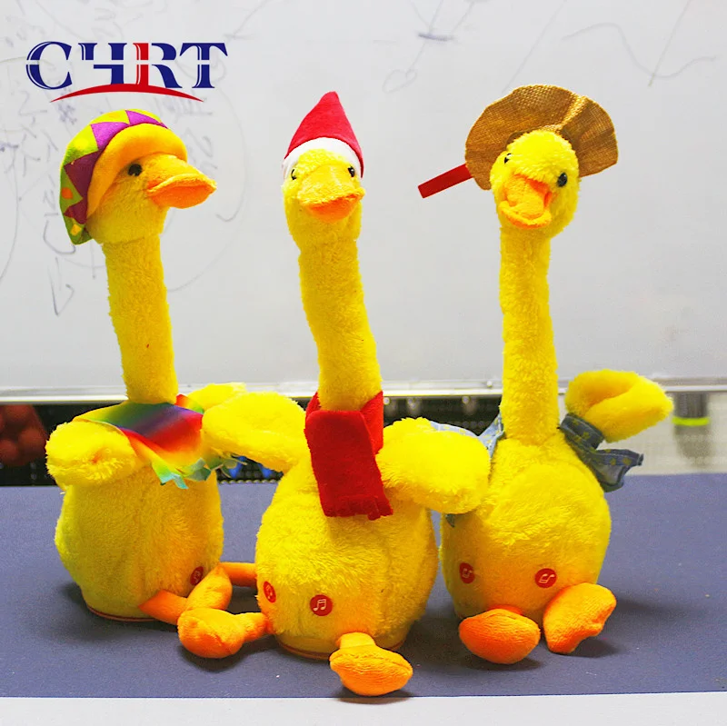 CHRT Hot Selling Mexican Style Electric Plush Talking Dancing Duck Toys Stuffed Animal Duck Singing Dancing Duck