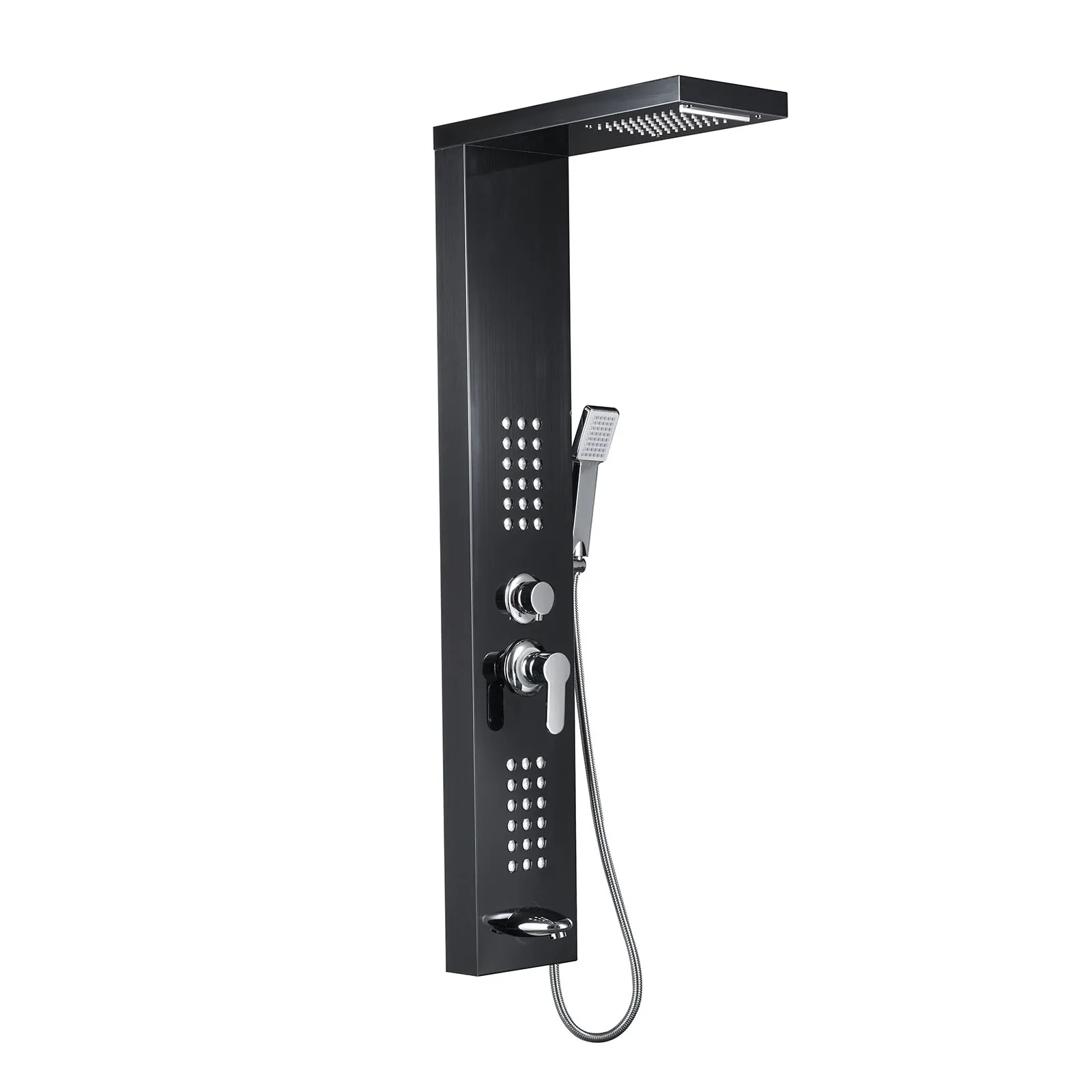 Fapully Modern Hotel Duchas Stainless Steel Massage Spa Rain Bathroom Wall Mount Shower Column Screen Panel Mixer Faucet System
