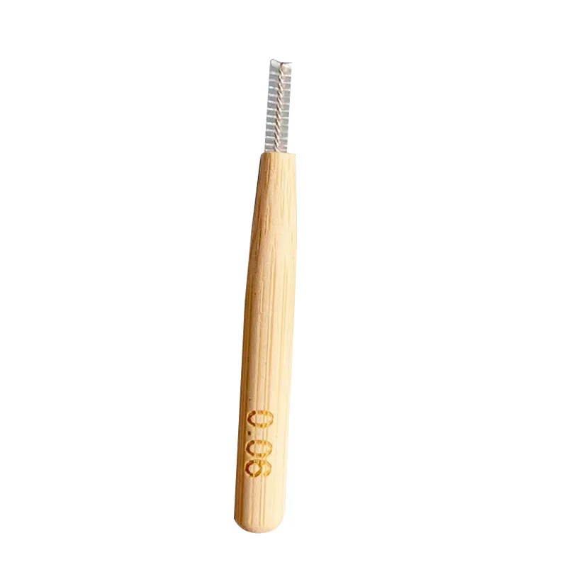 Custom logo Eco Friendly home dental Interproximal I shape toothpick orthodontic toothbrush  bamboo interdental brush