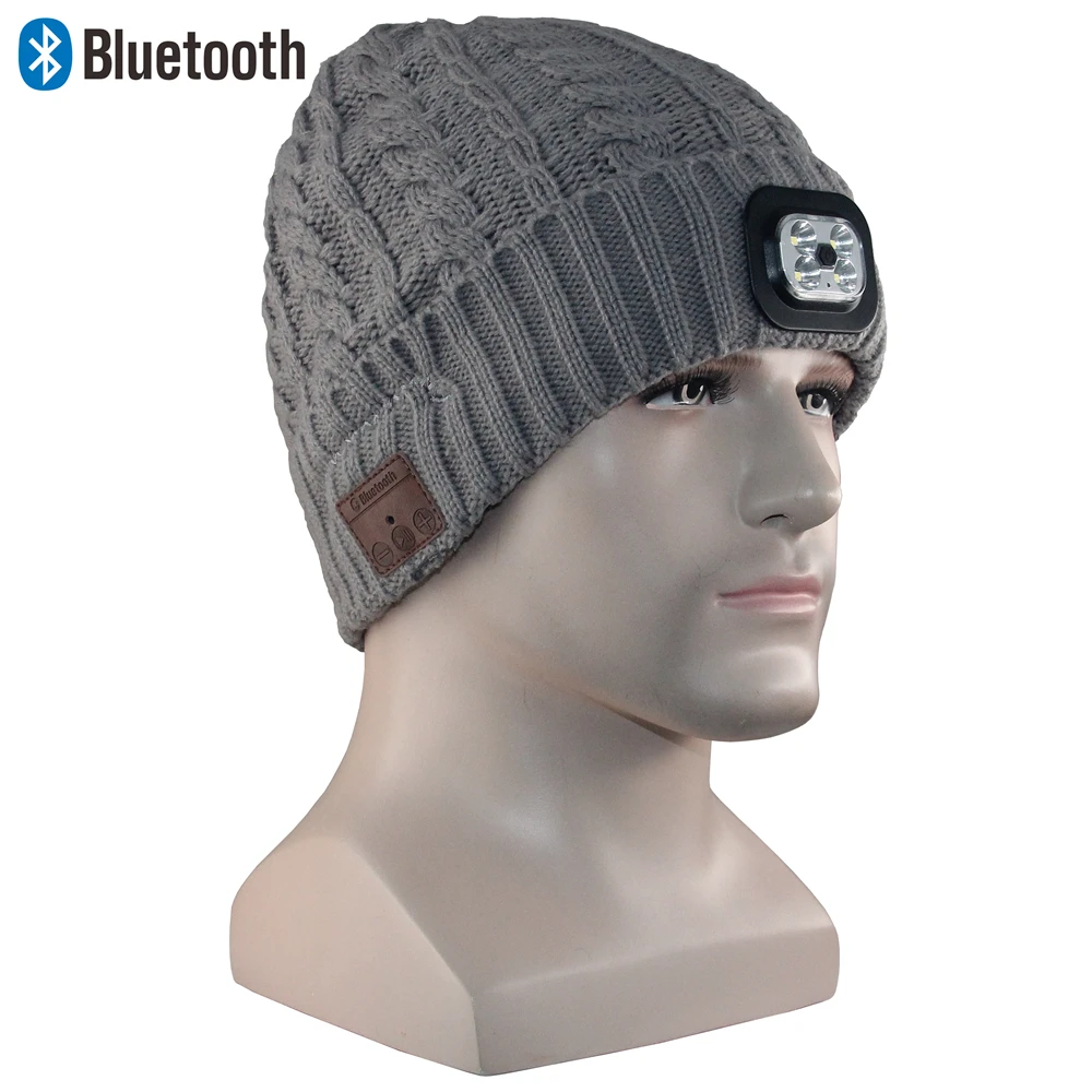 AC earphone hat Headphone blue tooth hat, winter hat beanie with wireless music cap and LED light