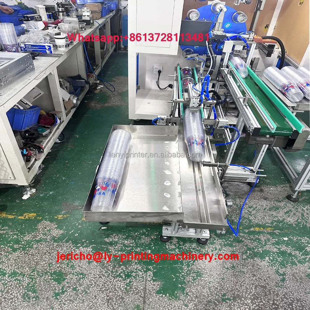 Multiple color plastic cup disposable cup logo full auto screen printing machine bubble cup logo silk screen printing machine