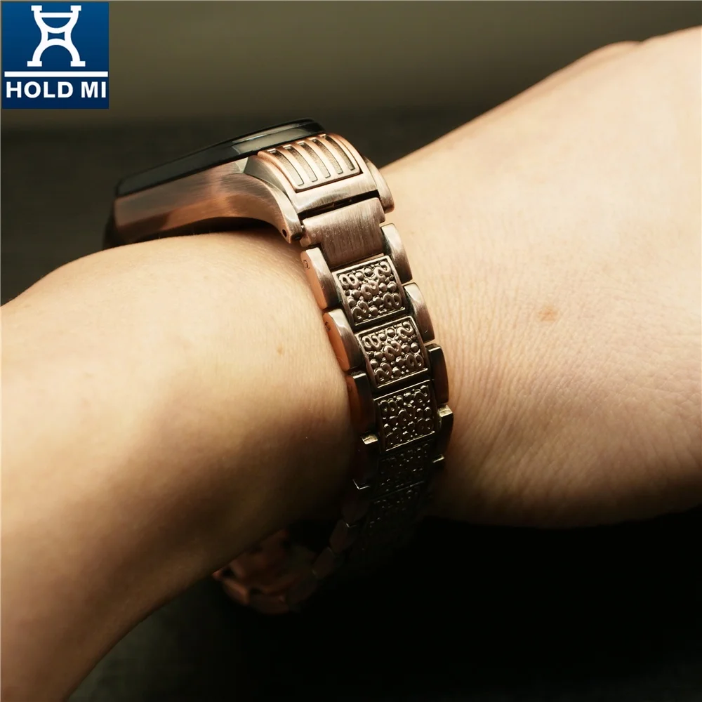 HOLDMI new 43048 avengers series antique copper color stainless steel watch band for mi band4