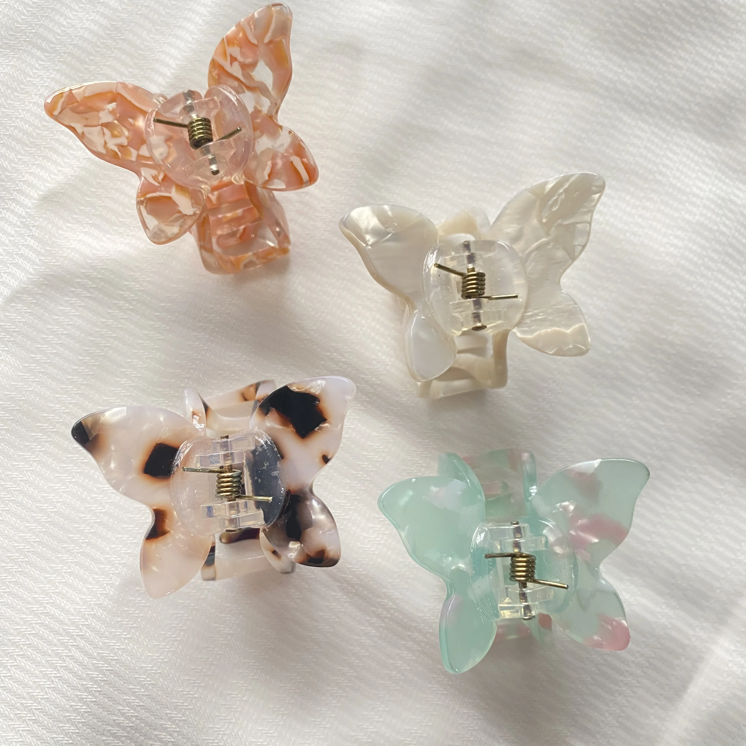 Wholesale Fashion girls hair accessories Mini small  Size claw Hair jaw Acetate Marble Color women Butterfly Hair calw clip
