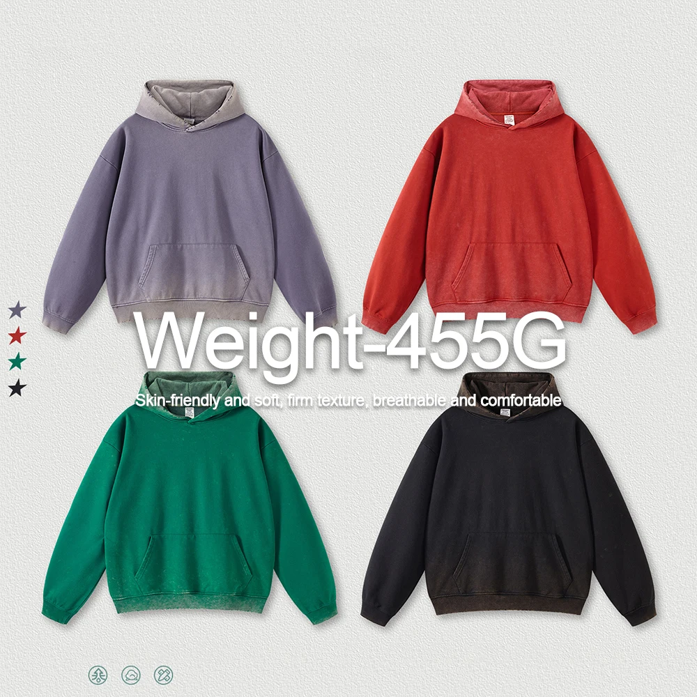 ODM High Quality Heavyweight Unisex Blank 100%Cotton Custom Embroidery Oversize mens 450 GSM Essentials Pullover Hoodies