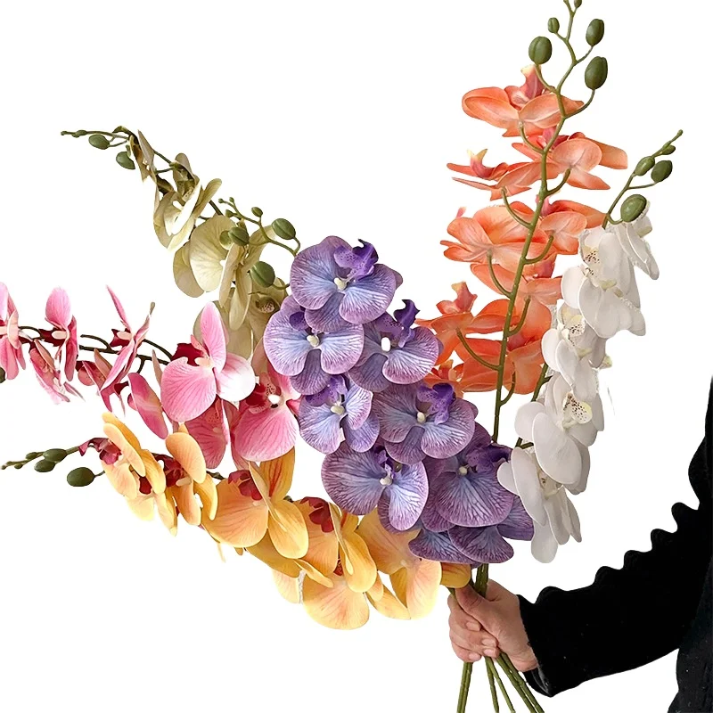 New Style 9-head Butterfly Orchid Simulation Flower Light Luxury Touch Artificial Flower Home Wedding Living Room Decoration