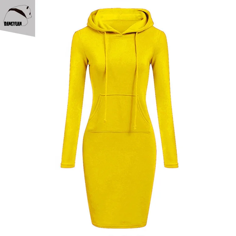 
female winter long sleeve pocket pullover casualvelour Cheap Hoodies Dress 