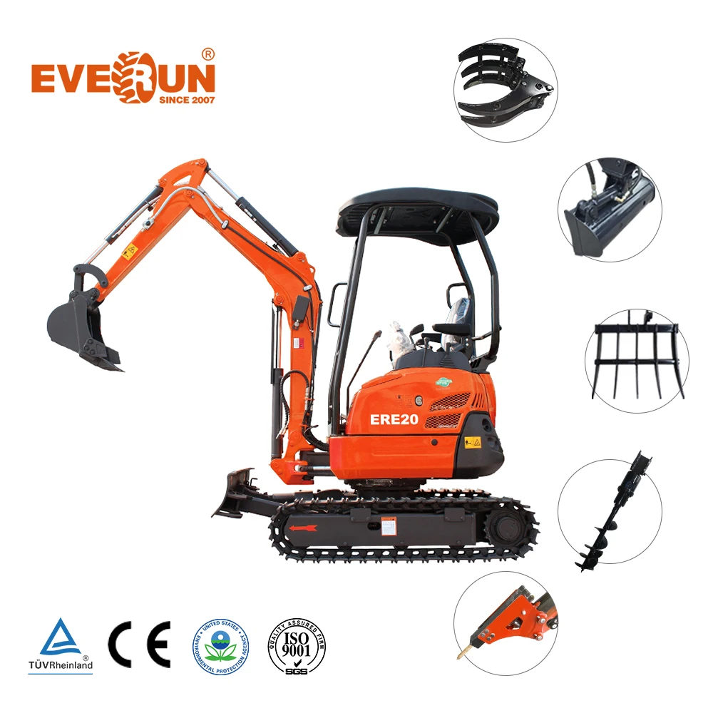 EVERUN ERE20 CE/EPA portable construction equipment small home multifunction brand new 2.0 ton agricultural mini excavator price