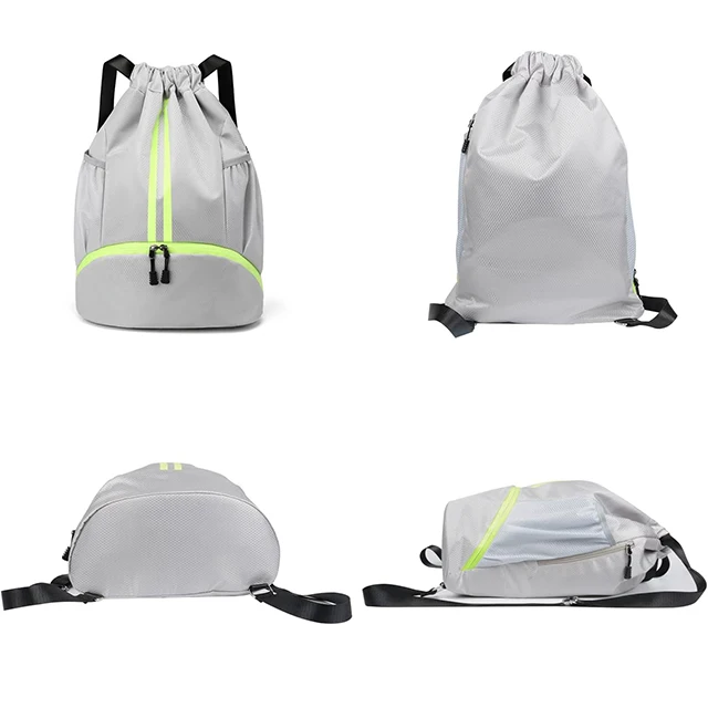 BSCI custom Drawstring Backpack Sports gym bags with print Children Large Size Zipper Water Bottle Mesh Pockets swimming bags