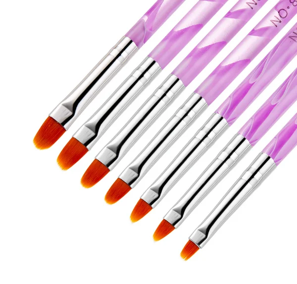 Purple Sea Wave Handle 7pcs/Set Nail Glue Brush UV Nail Brush Nail Polish Brush