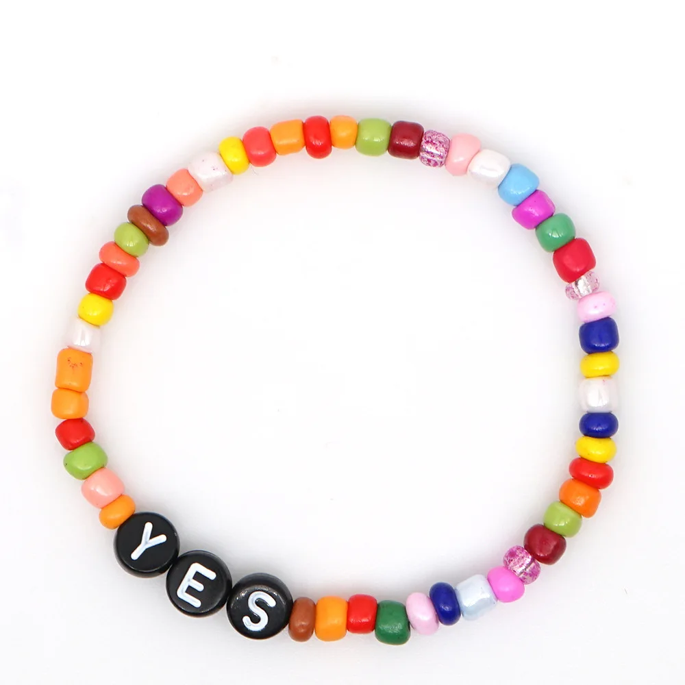Woven Colorful Collection Engravable Acrylic Letters Bracelets  Boho Ethnic Bracelet for Women