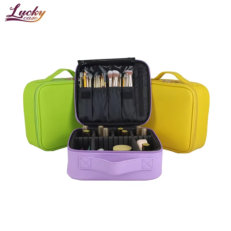 Higher Quality PU fashions Makeup Case Cosmetic Bag With Multiple Color Options Portable Makeup Case Custom Travel Makeup Bag