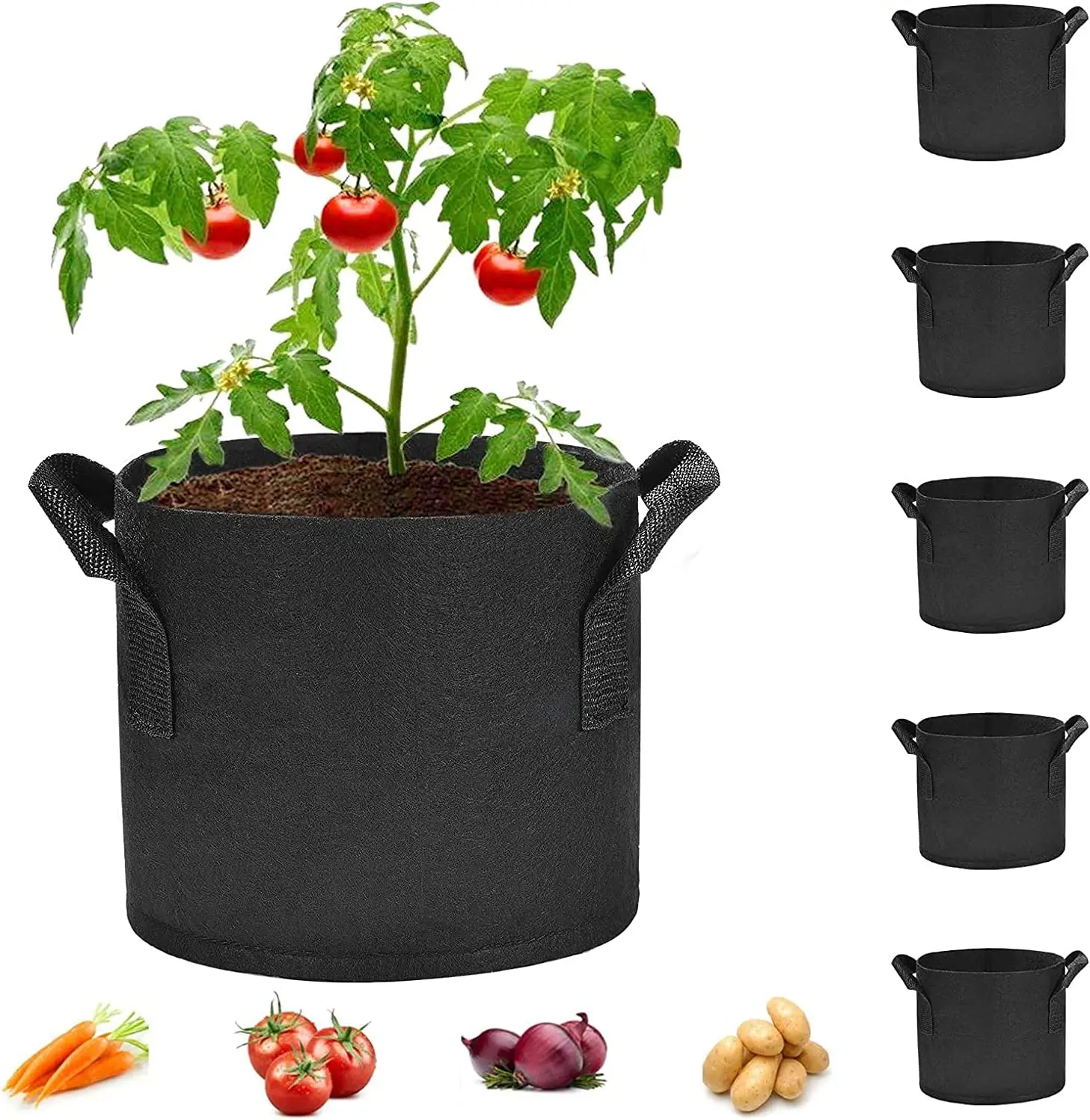 Yuchen 3 5 10 20 25 30 100 Gallon Felt Grow Bags 5 Gallon Heavy Duty Thickened Nonwoven Plant Fabric Pots With Handles