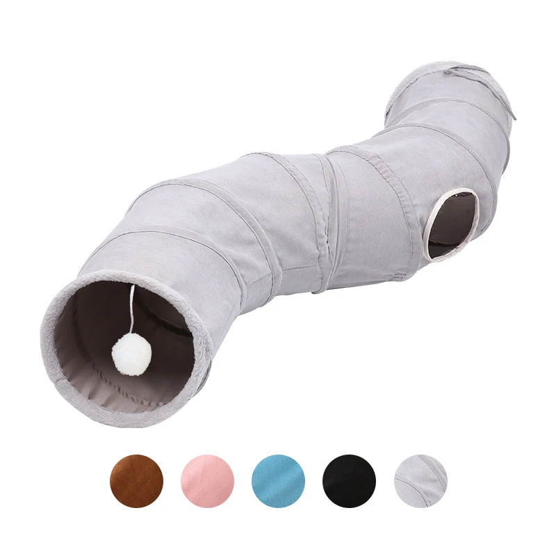 Wholesale plush fluffy collapsible pet cat tunnel tube for indoor cats