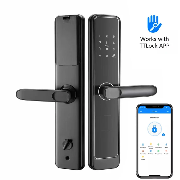 Factory Price TTlock APP BLE Biometric Fingerprint Recognition Passcode IC Card Smart Door Lock With Keys