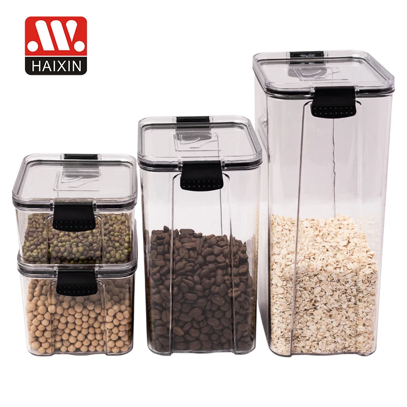HAIXIN Selling Fridge Kitchen Food Storage Box Stackable Clear Airtight Dry Plastic Cereal Food Storage Containers Set With Lids