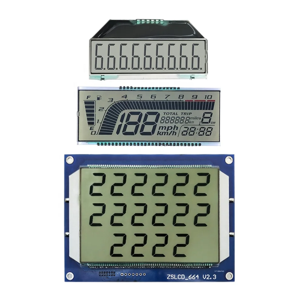 Large Size Monochrome Screen 16 Digit Fuel Dispenser LCD Display Customized TN Segment LCD