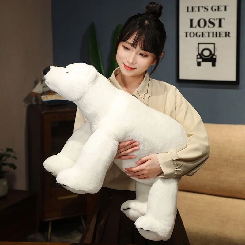 45cm 60cm Lifelike Standing White Plush Polar Bear Stuffed Animal Toys Huggable Toys for Kids