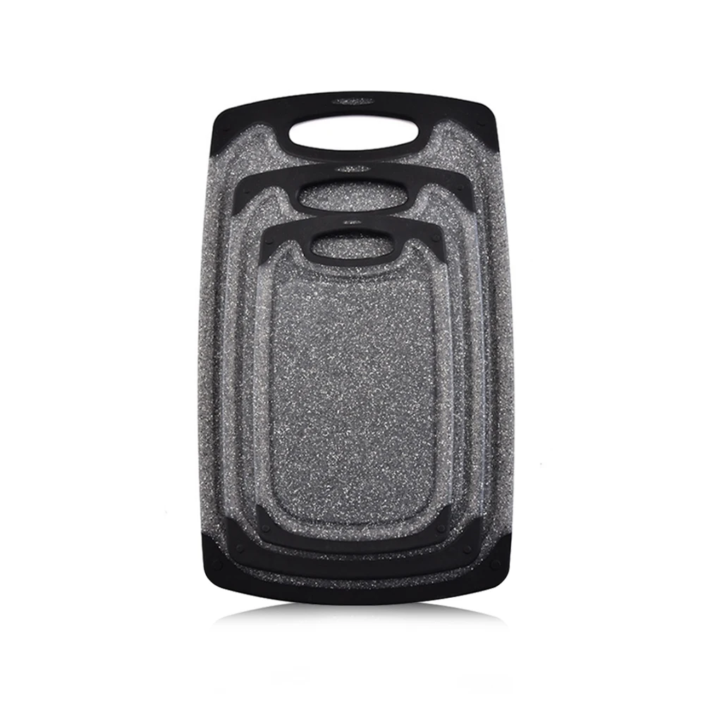 Dishwasher Safe BPA Free 3 Pieces Set Plastic Chopping Board Set with Juice Groove Appearance Kitchen Marble Cutting Board