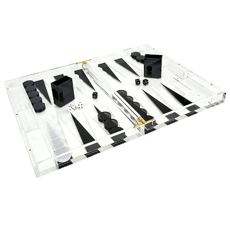 Luxury custom acrylic backgammon game family travel chess board game set  perspex backgammon game acrylic