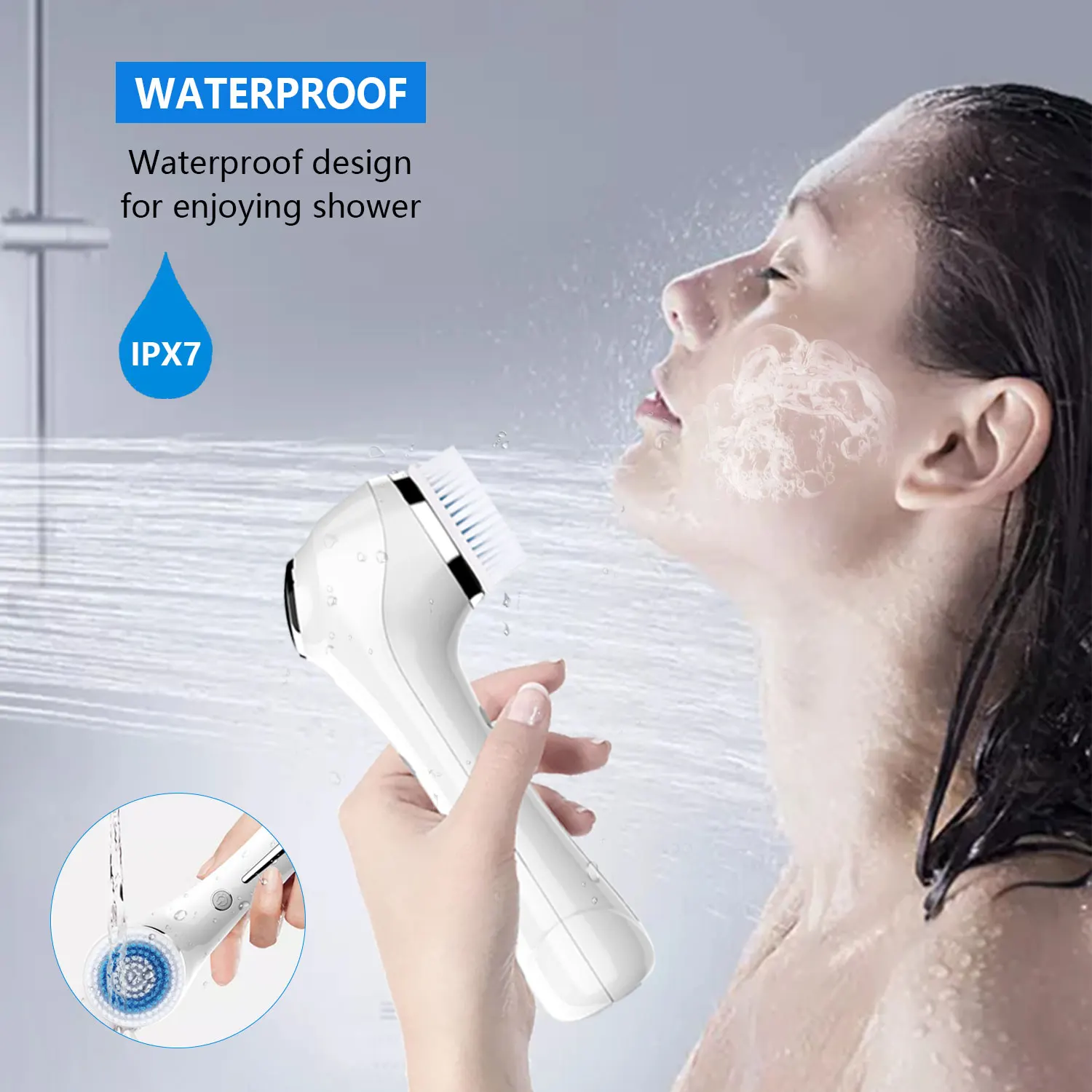 2024 all in 1 Wireless Sonic Facial Cleansing Brush Exfoliate Waterproof Electric Face Cleansing Brush Device
