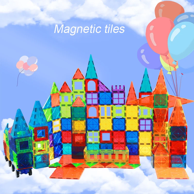 Magnetic Building Block Tiles For Kids Toy Cars Kids Magnetic Colorful Magnet Building Blocks For Children