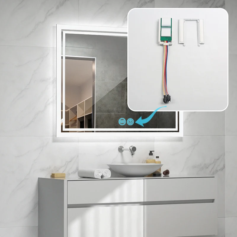 FICLUX High quality DC24V Defogging led flowing light strip Dimmer 5A 60W double key Smart Mirror Touch Switch