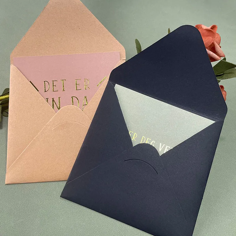 Custom Printed Embossed Logo Hot Stamping Business Greeting Card White Kraft Paper Envelope For Thank You Card Packaging