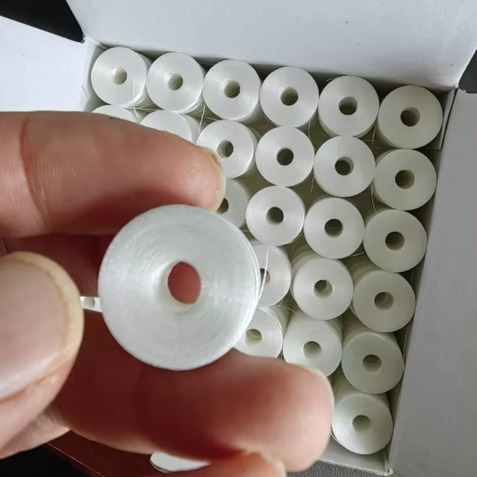 High Quality  Bobbins White Color L Type 75D Without Side Without Core 100% Polyester Embroidery Bobbin Thread