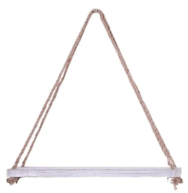Rustic One Layer Wooden Rope Wall Hanging Shelves Plant Floating Shelves Solid Wood for Home Decor